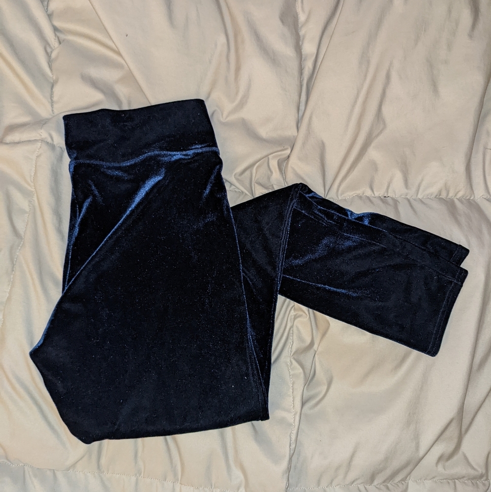 High Waisted Blue Velvet Legging